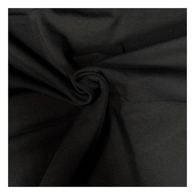 Black Cotton Spandex Jersey Fabric by the Metre image number 1