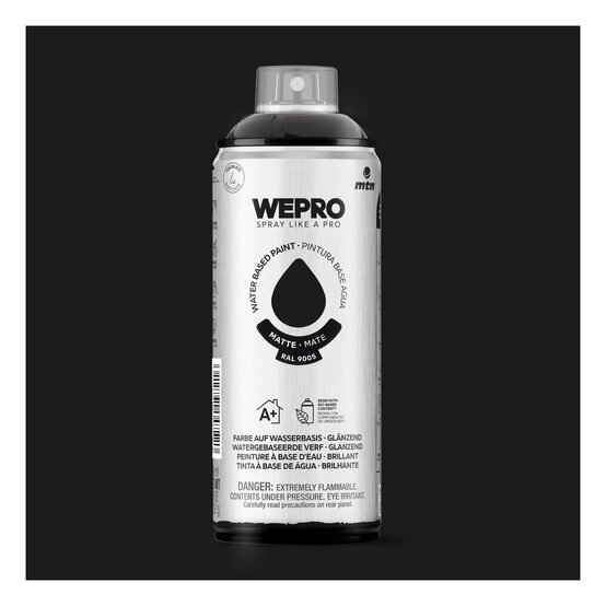MTN WEPRO Cosmos Black Matt Water-Based Spray Paint 400ml image number 1