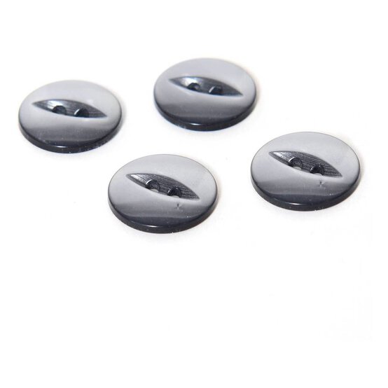 Hemline Grey Basic Fish Eye Button 4 Pack image number 1