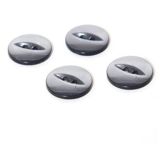 Hemline Grey Basic Fish Eye Button 4 Pack
