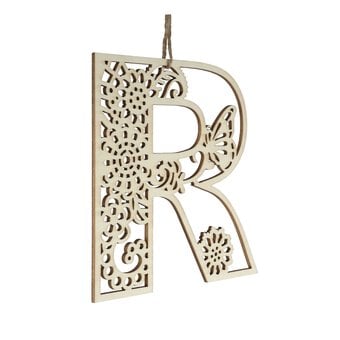 Wooden Filigree Hanging Letter R 13cm