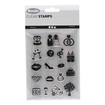 Mini Wedding Clear Stamp Set 18 Pack