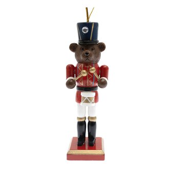 Hanging Wooden Bear Nutcracker Decoration 13cm