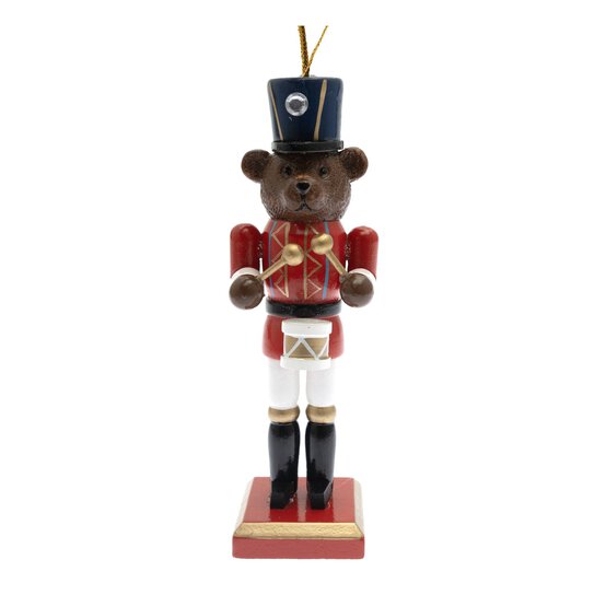 Hanging Wooden Bear Nutcracker Decoration 13cm image number 2
