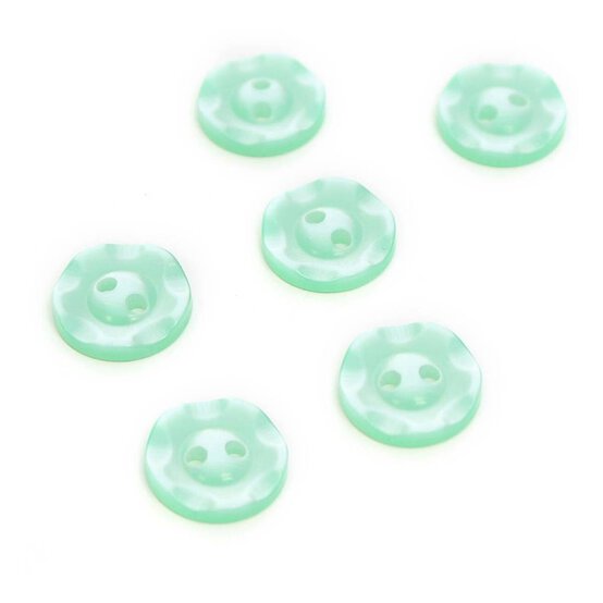 Hemline Light Green Basic Scalloped Edge Button 6 Pack image number 1