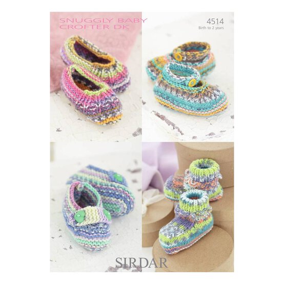 Sirdar Snuggly Baby Crofter DK Baby Bootees and Shoes Digital Pattern 4514 image number 1