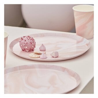 Ginger Ray Pink Marble Paper Plates 8 Pack 
