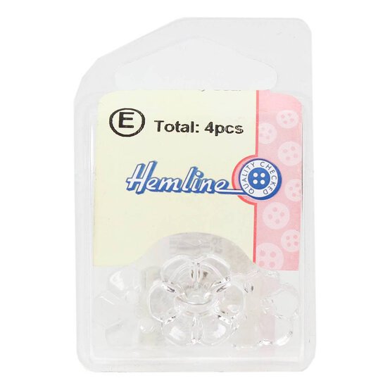 Hemline Clear Novelty Flower Button 4 Pack image number 2