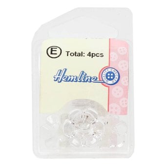 Hemline Clear Novelty Flower Button 4 Pack