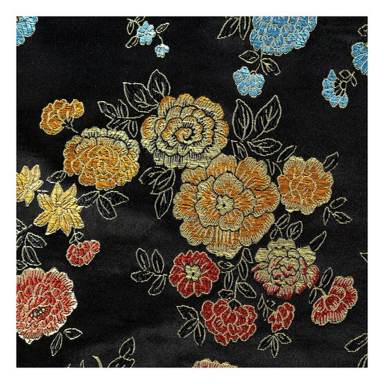Black Floral Brocade Fabric  by the Metre image number 2