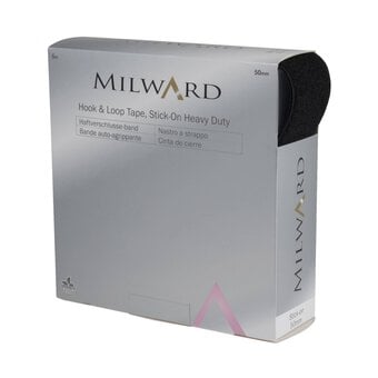Milward Black Heavy Duty Stick-On Hook and Loop Tape by the Metre