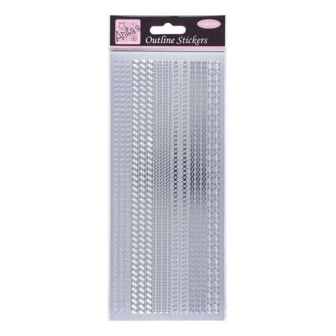 Outline Stickers Assorted Borders Silver image number 1