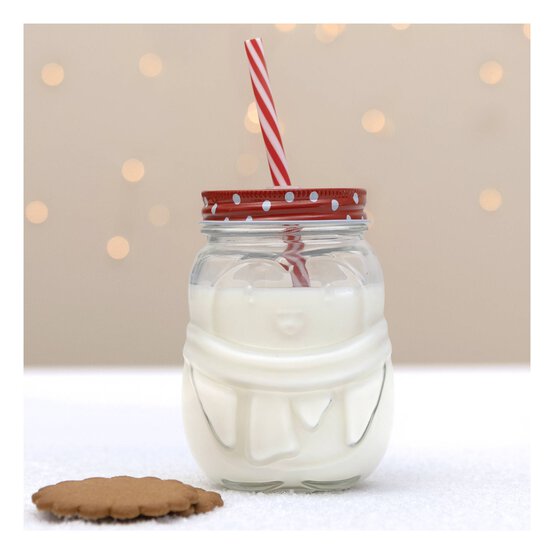 Glass Penguin Drinking Jar with Straw image number 1