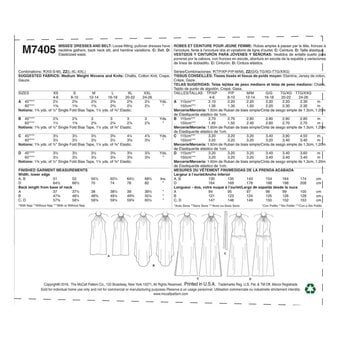 McCall’s Women’s Dress Sewing Pattern M7405 (16-26)