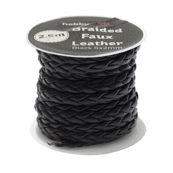 Black Braided Faux Leather 2.5m