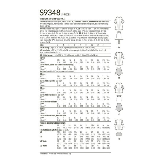 Simplicity Children's Costume Sewing Pattern S9348 (K5 7-14) image number 2