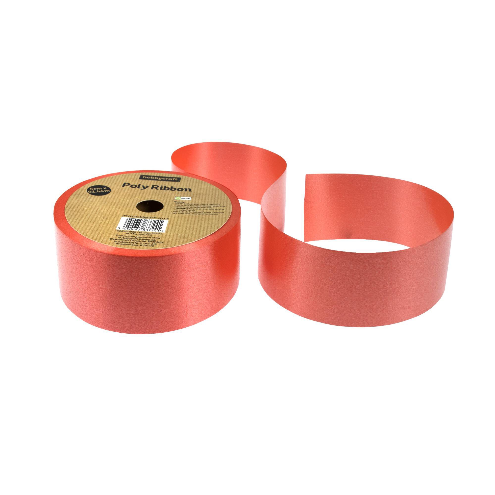 Polyflake Ribbon Red Poly Ribbon 5cm x 91m | Hobbycraft