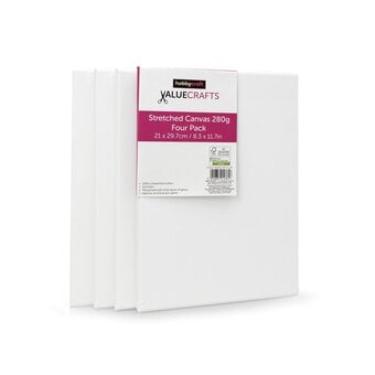 Valuecrafts Stretched Canvas A4 4 Pack