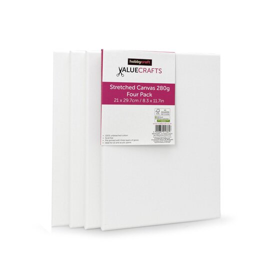 Valuecrafts Stretched Canvas A4 4 Pack image number 1