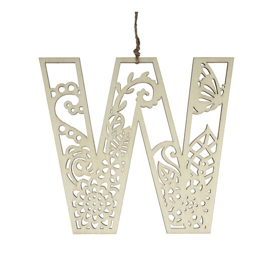 Wooden Filigree Hanging Letter W 12cm image number 2