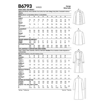 Butterick Jacket and Coat Sewing Pattern B6793 (8-16)