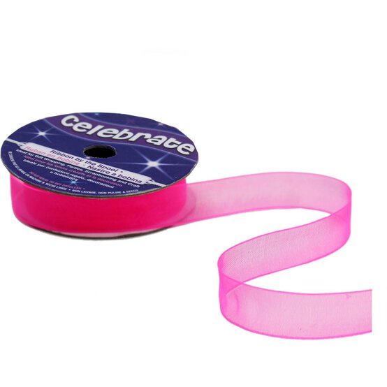 Hot Pink Organdie Ribbon 12mm x 6m image number 3