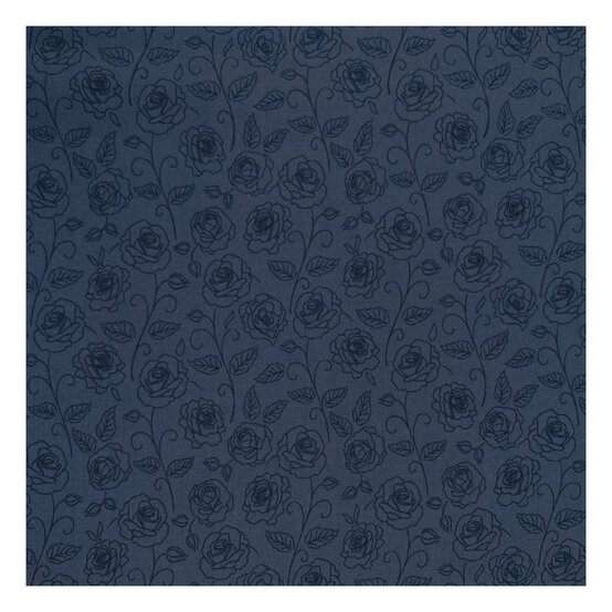 Light Navy Cotton Rose Blender Fabric by the Metre image number 2