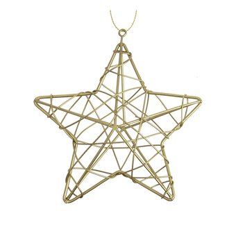 Hanging Gold Wire Star Decoration 12.5cm