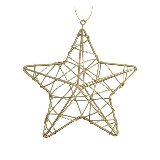 Hanging Gold Wire Star Decoration 12.5cm image number 1