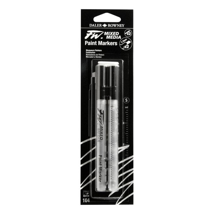 Daler-Rowney FW Small Chisel Mixed Media Markers and Nibs 1-3mm 2 Pack image number 1