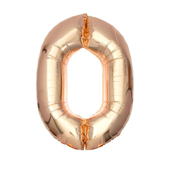 Extra Large Rose Gold Foil Number 0 Balloon image number 1