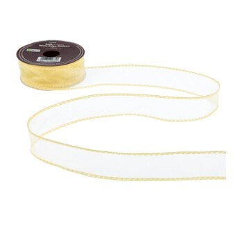 Light Gold Wire Edge Organza Ribbon 25mm x 3m image number 2