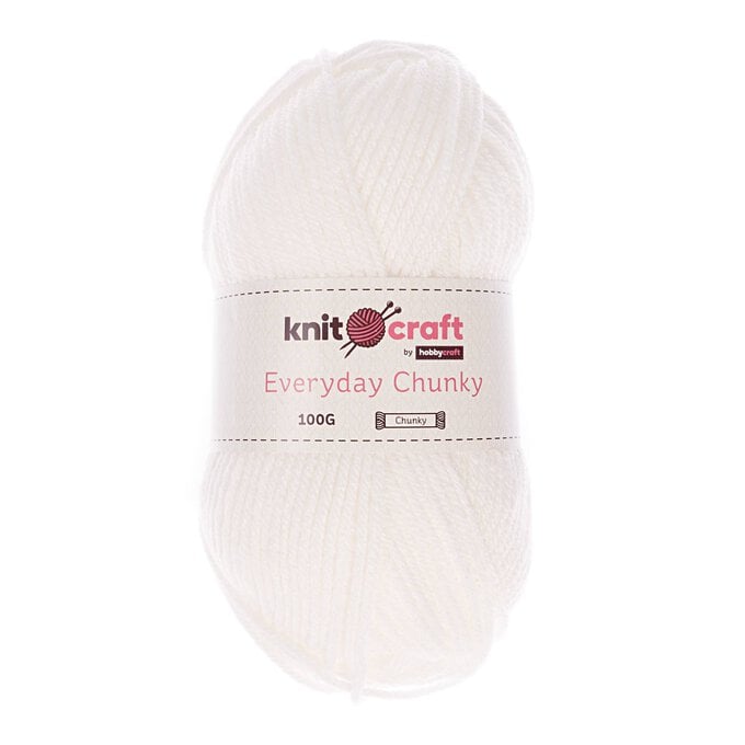 Knitcraft White Everyday Chunky Yarn 100g image number 1