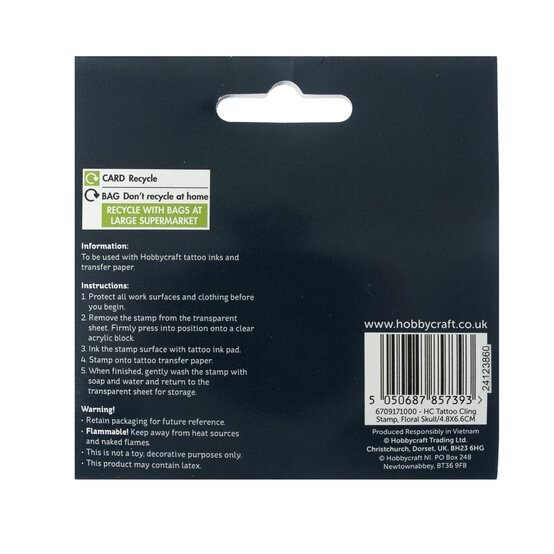 Floral Skull Tattoo Cling Stamp image number 5