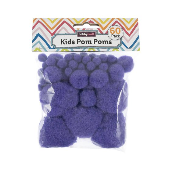 Purple Pom Poms 60 Pack  image number 4