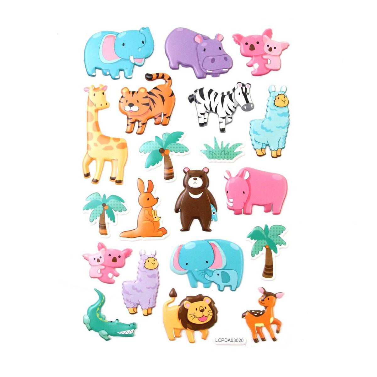 Safari Animal Puffy Stickers Hobbycraft