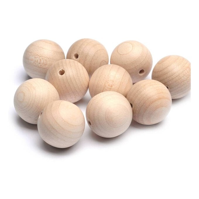 Beads Unlimited Unvarnished Wooden Beads 25mm 10 Pack