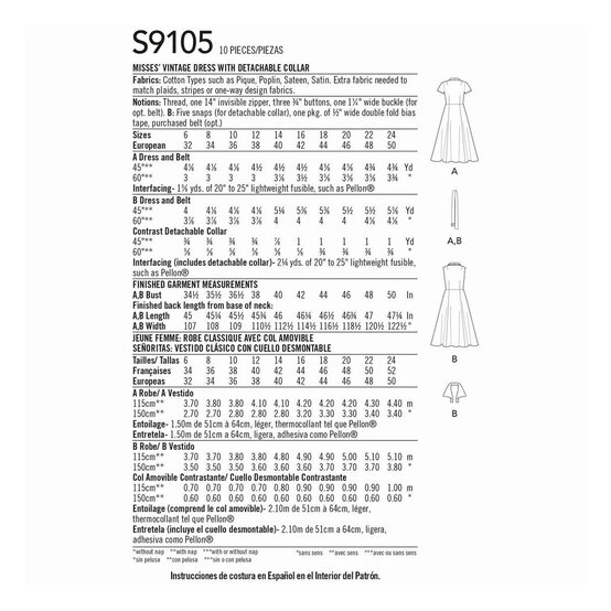 Simplicity Vintage Dress Sewing Pattern S9105 (16-24) image number 2
