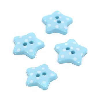 Hemline Blue Novetly Star Button 4 Pack