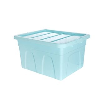 Whitefurze 32 Litre Pastel Blue Stack and Store Storage Box 