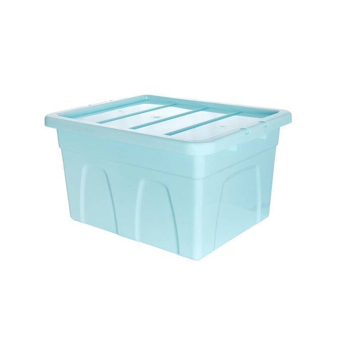 Whitefurze 32 Litre Pastel Blue Stack and Store Storage Box  image number 1