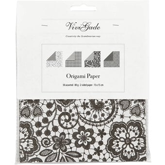 Classic Monochrome Origami Paper 15cm 50 Pack image number 5