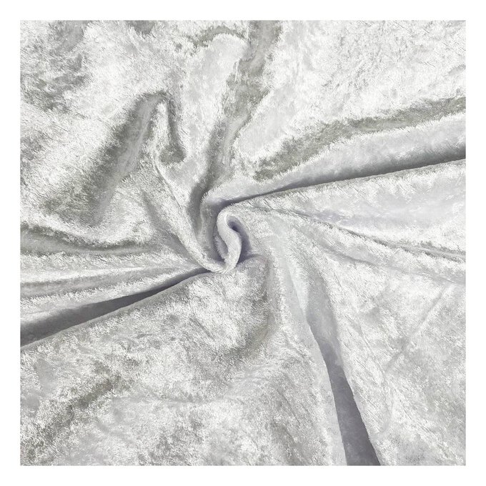 White Crushed Velour Fabric by the Metre image number 1
