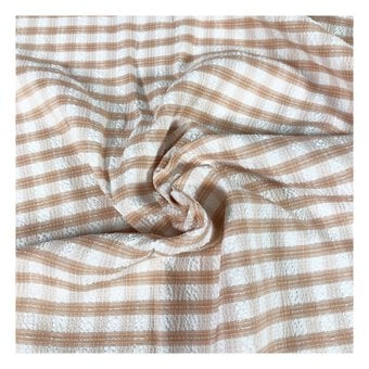 Cream Check Gingham Fabric by the Metre