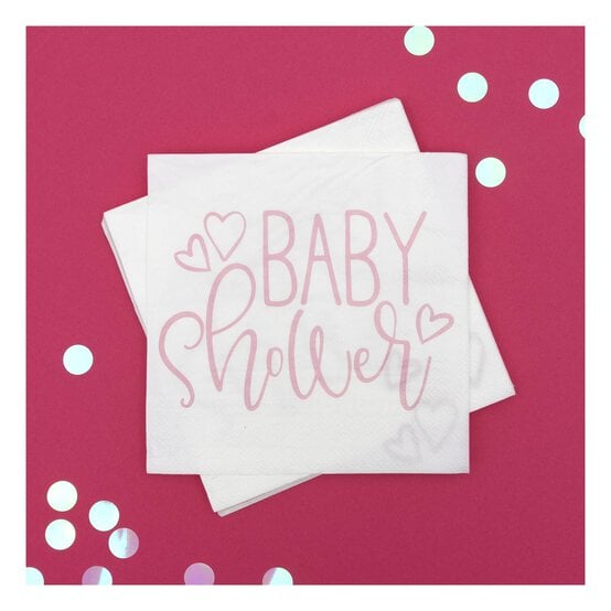 Pink Heart Baby Shower Napkins 16 Pack image number 2