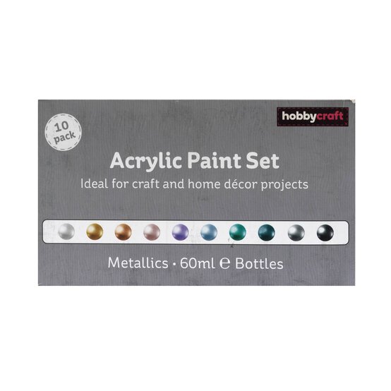 Metallic Acrylic Craft Paint 60ml 10 Pack image number 2