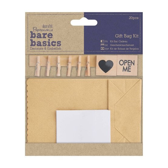 Papermania Bare Basics Gift Bag Kit 20 Pieces image number 1