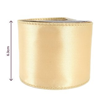 Light Gold Wire Edge Satin Ribbon 63mm x 3m image number 3