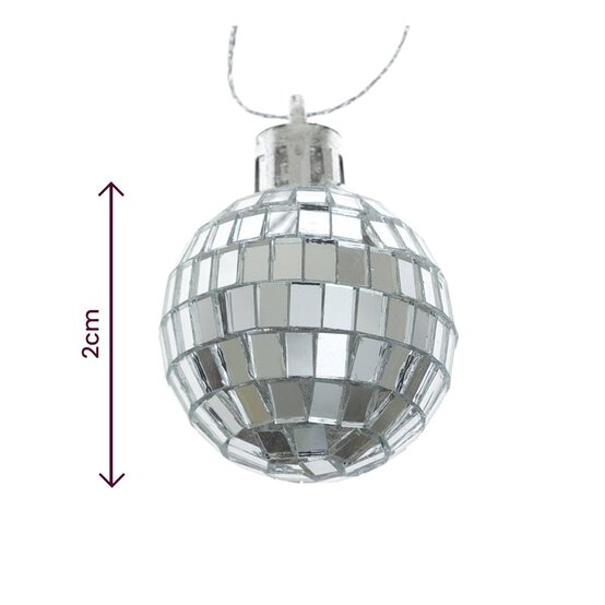 Mini Silver Mirror Ball Decorations 12 Pack image number 4