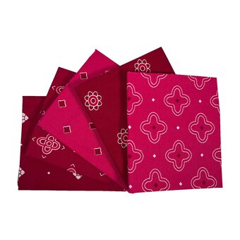 Pink Floral Geometric Cotton Fat Quarters 5 Pack